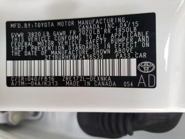 Photo 10 from auction – 2015 TOYOTA COROLLA L with VIN 2T1BURHE9FC416533