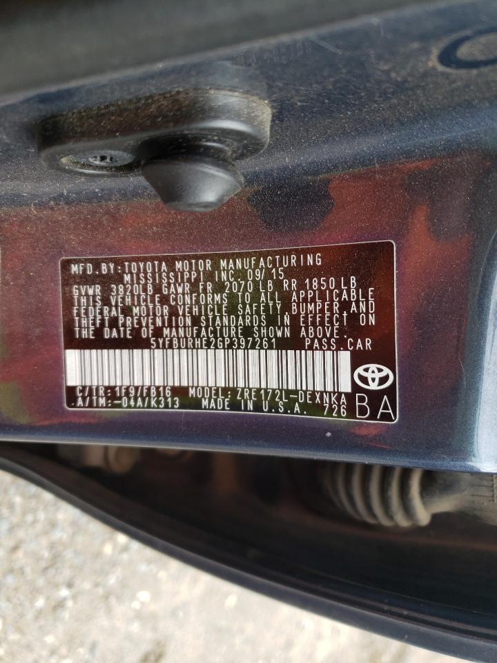 Photo 10 from auction – 2016 TOYOTA COROLLA L with VIN 5YFBURHE2GP397261