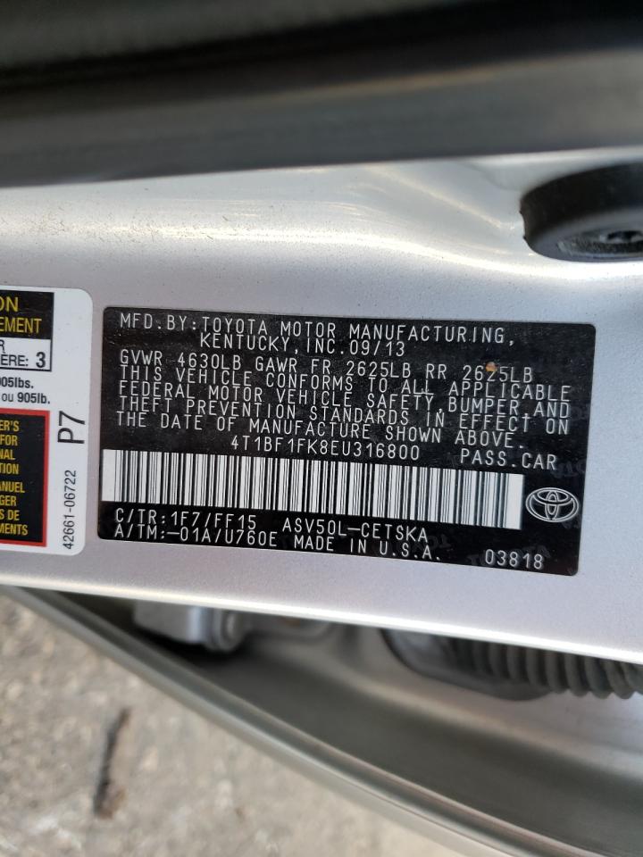 Photo 10 from auction – 2014 TOYOTA CAMRY L with VIN 4T1BF1FK8EU316800
