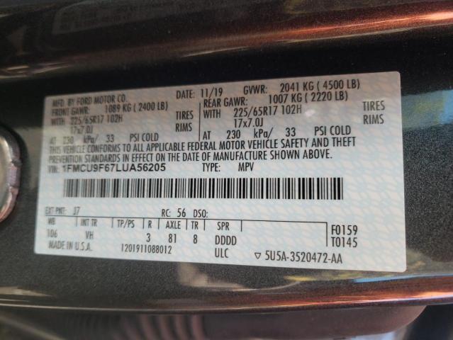Photo 10 from auction – 2020 FORD ESCAPE S with VIN 1FMCU9F67LUA56205
