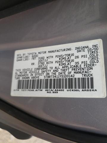 Photo 10 from auction – 2000 TOYOTA TUNDRA ACC with VIN 5TBRT3411YS103142