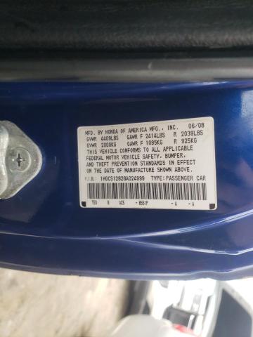 Photo 10 from auction – 2008 HONDA ACCORD EXL with VIN 1HGCS12828A024999