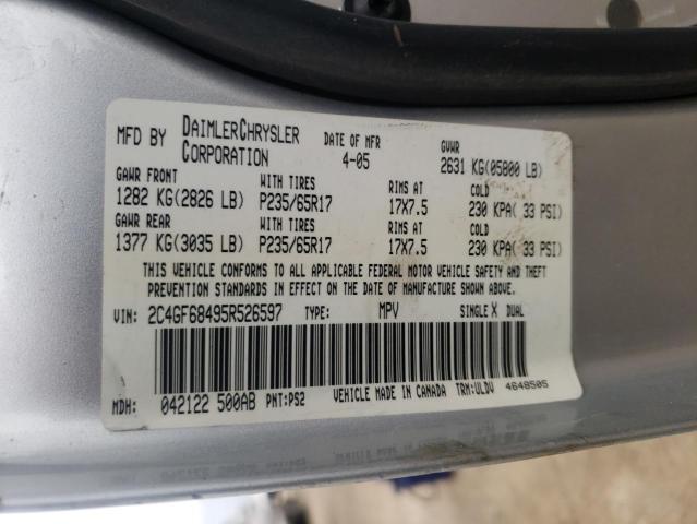 Photo 10 from auction – 2005 CHRYSLER PACIFICA with VIN 2C4GF68495R526597