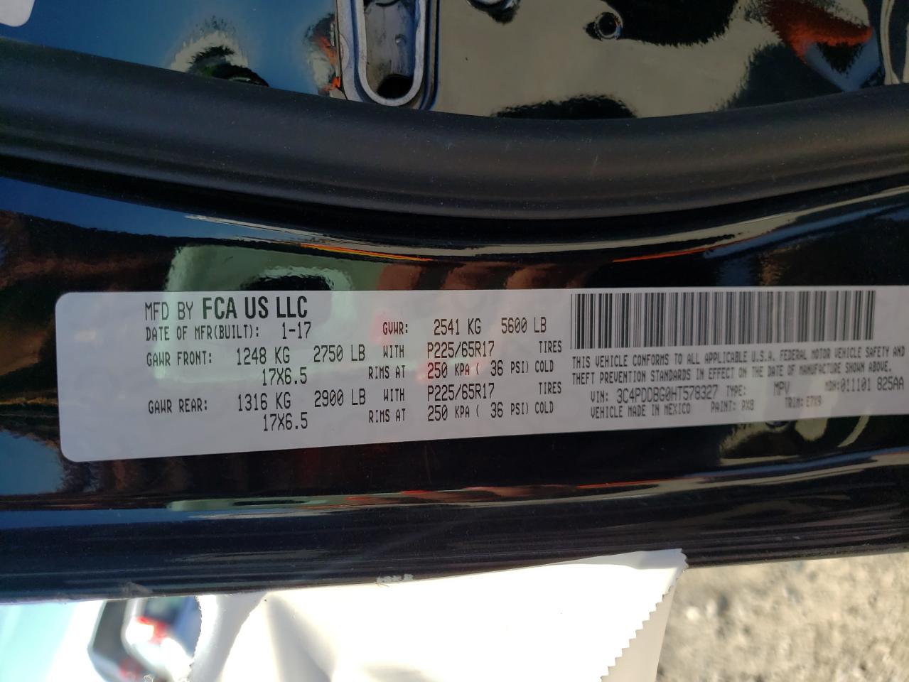 Photo 10 from auction – 2017 DODGE JOURNEY SX with VIN 3C4PDDBG0HT578327