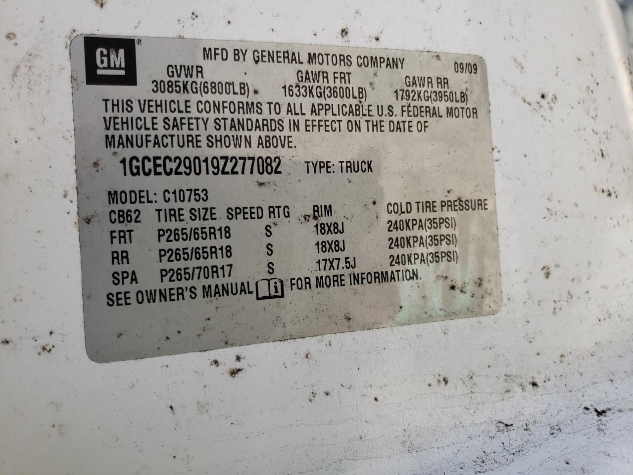 Photo 10 from auction – 2009 CHEVROLET SILVERADO with VIN 1GCEC29019Z277082