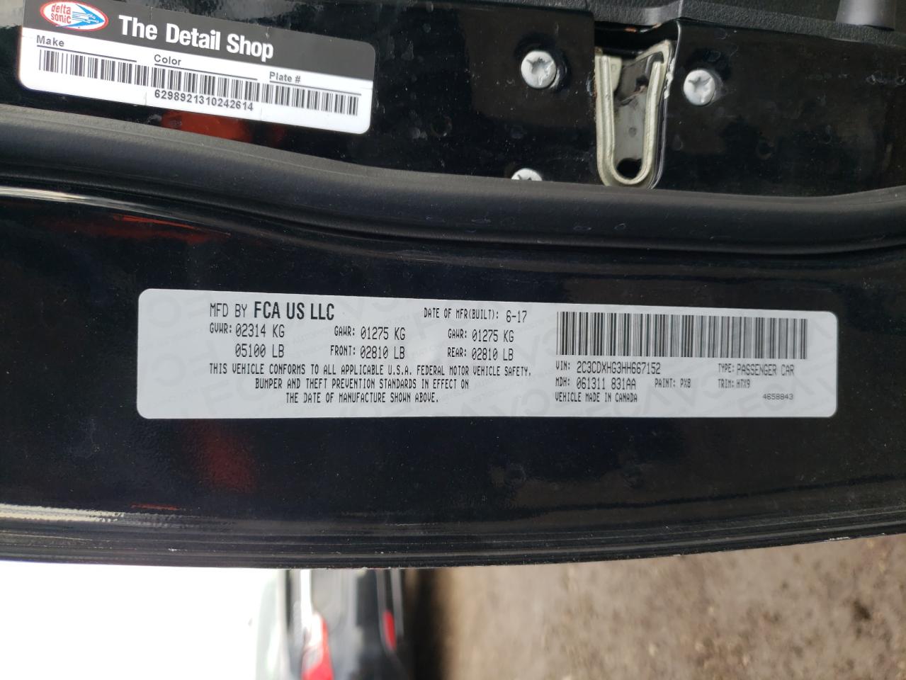 Photo 10 from auction – 2017 DODGE CHARGER SX with VIN 2C3CDXHG3HH667152