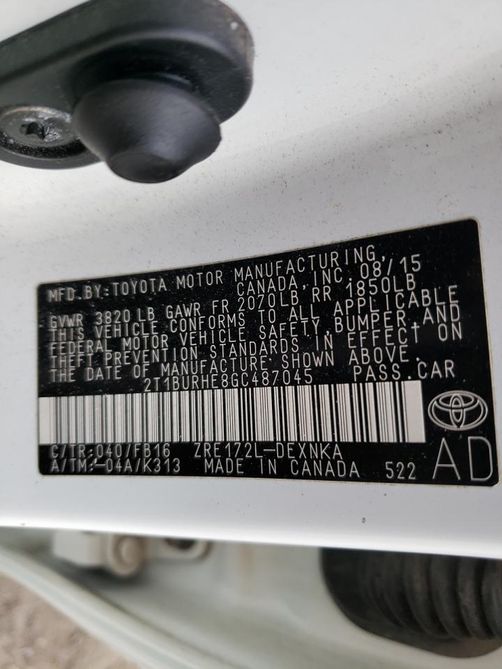Photo 10 from auction – 2016 TOYOTA COROLLA L with VIN 2T1BURHE8GC487045
