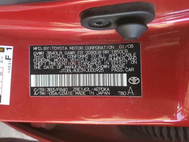 Photo 10 from auction – 2009 TOYOTA COROLLA L with VIN JTDBL40E39J000925
