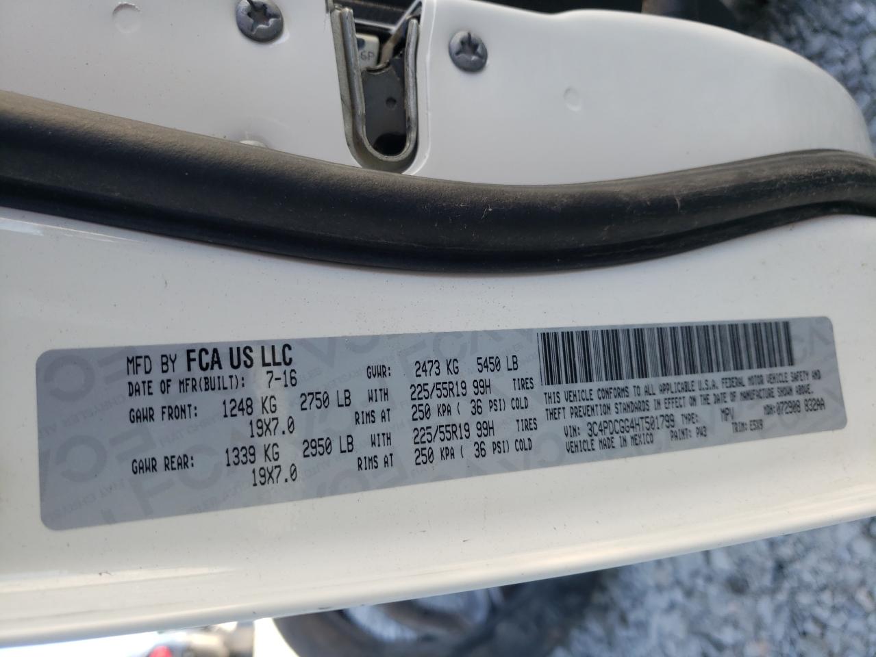 Photo 10 from auction – 2017 DODGE JOURNEY CR with VIN 3C4PDCGG4HT501799