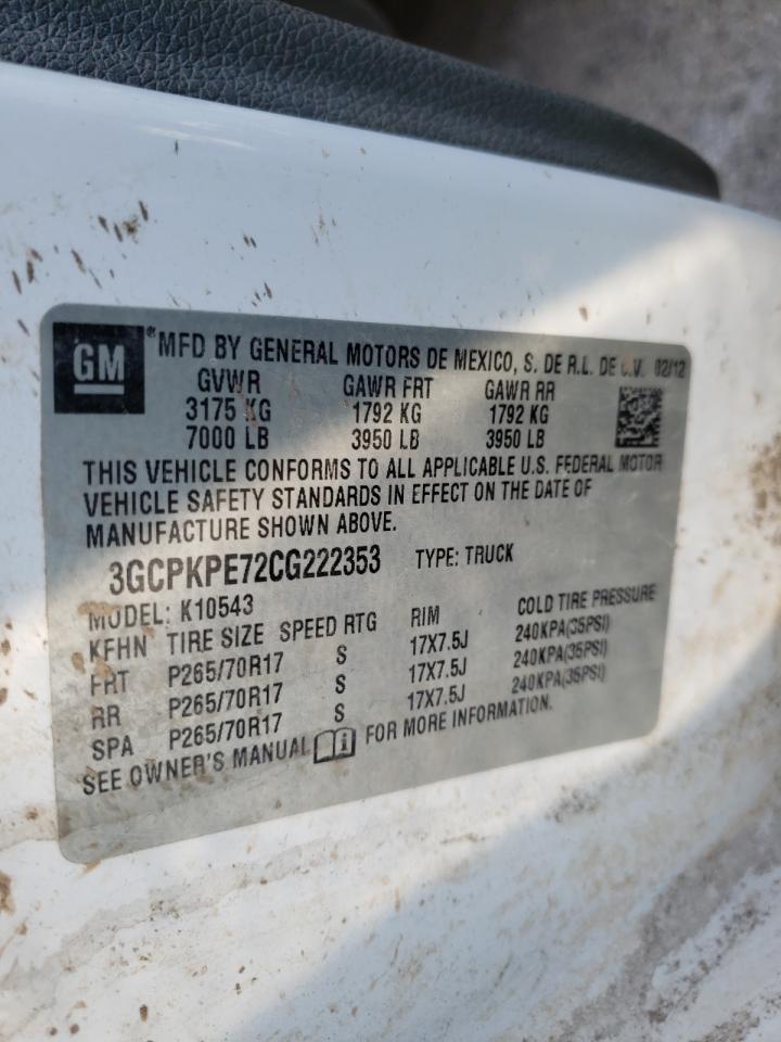 Photo 10 from auction – 2012 CHEVROLET SILVERADO with VIN 3GCPKPE72CG222353
