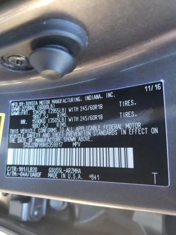 Photo 10 from auction – 2017 TOYOTA HIGHLANDER with VIN 5TDJZRFH9HS359917