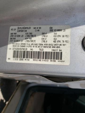 Photo 10 from auction – 2005 DODGE RAM 2500 S with VIN 3D7KS28D45G768126