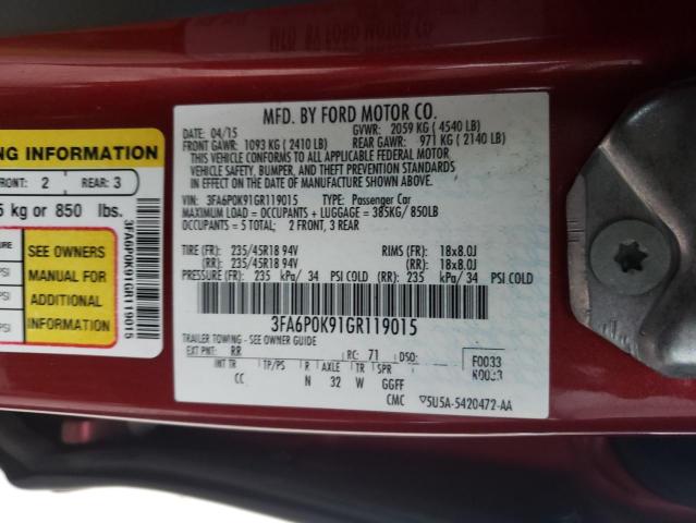 Photo 10 from auction – 2016 FORD FUSION TIT with VIN 3FA6P0K91GR119015