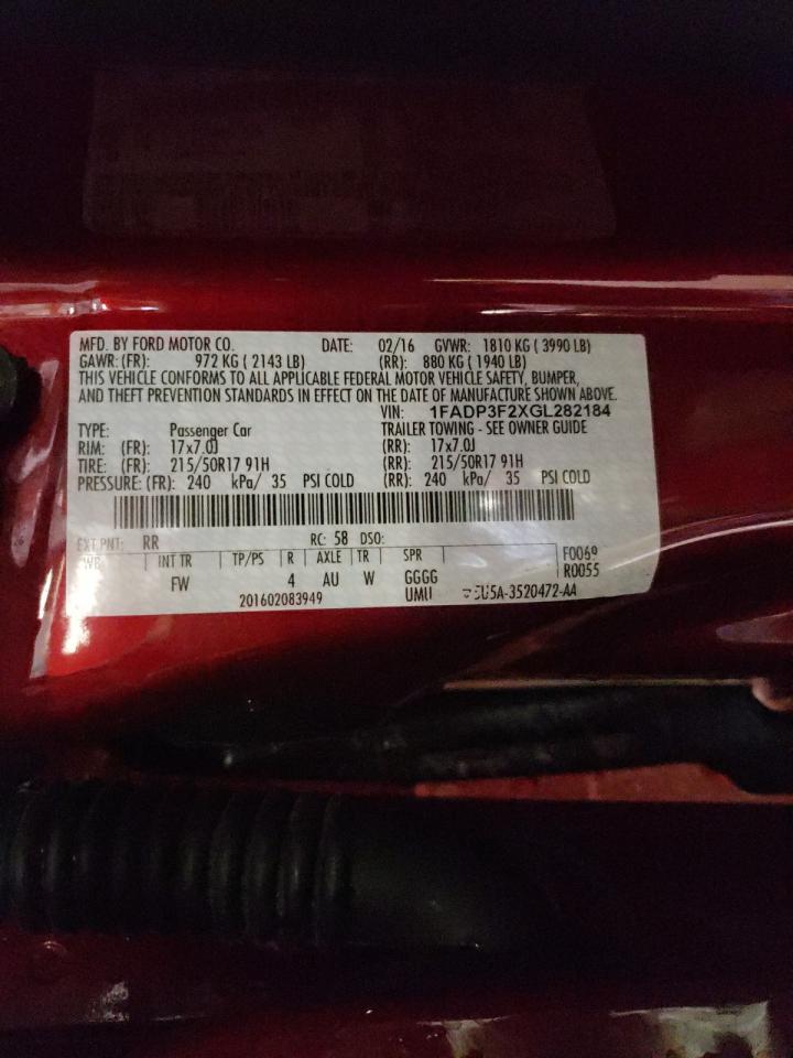 Photo 10 from auction – 2016 FORD FOCUS SE with VIN 1FADP3F2XGL282184