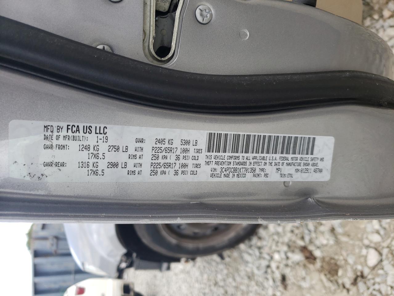 Photo 10 from auction – 2019 DODGE JOURNEY SE with VIN 3C4PDCBB1KT701350