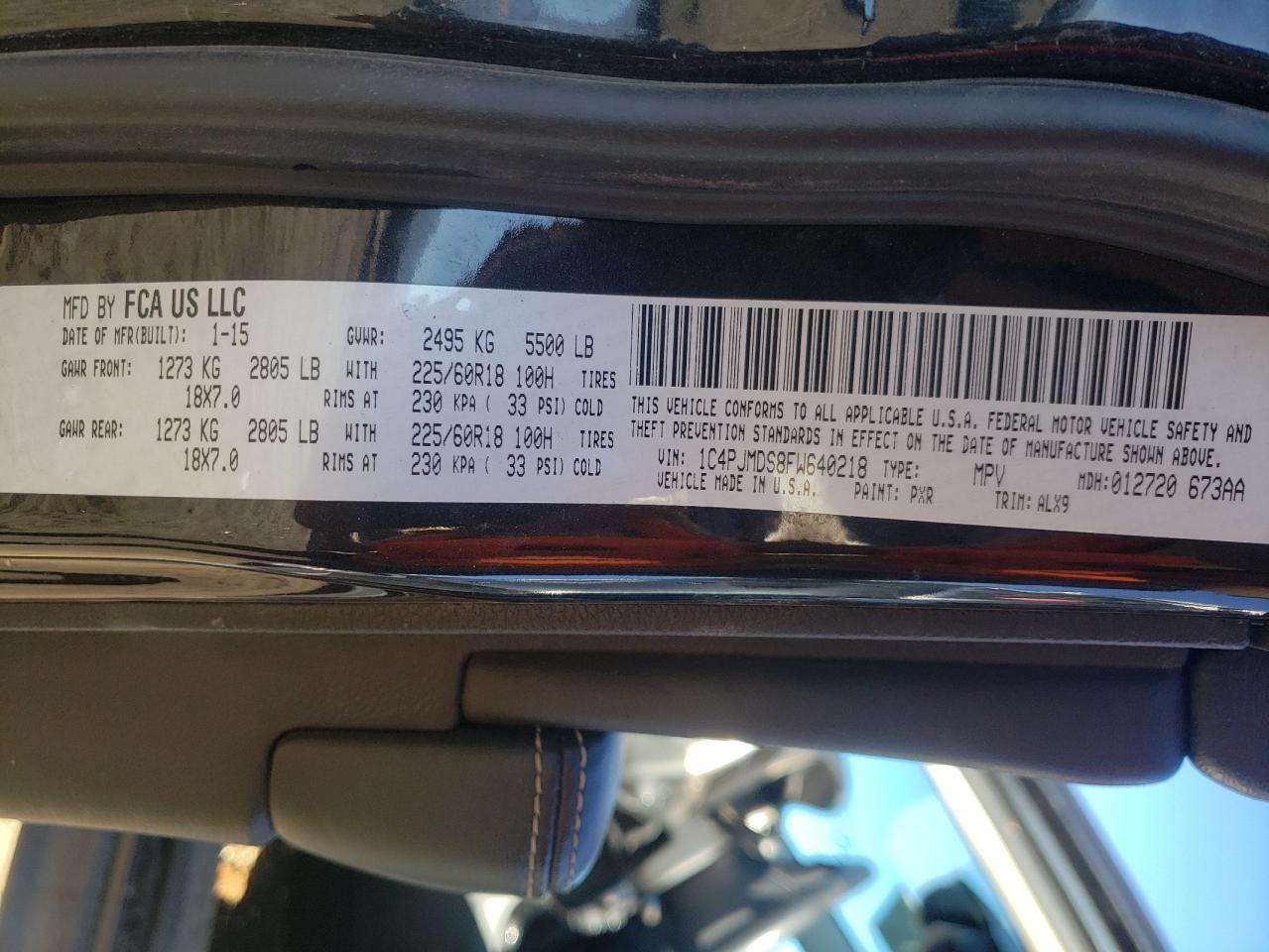 Photo 10 from auction – 2015 JEEP CHEROKEE L with VIN 1C4PJMDS8FW640218
