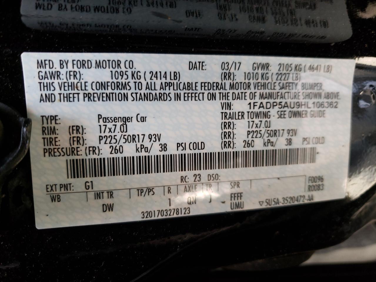 Photo 10 from auction – 2017 FORD C-MAX SE with VIN 1FADP5AU9HL106362