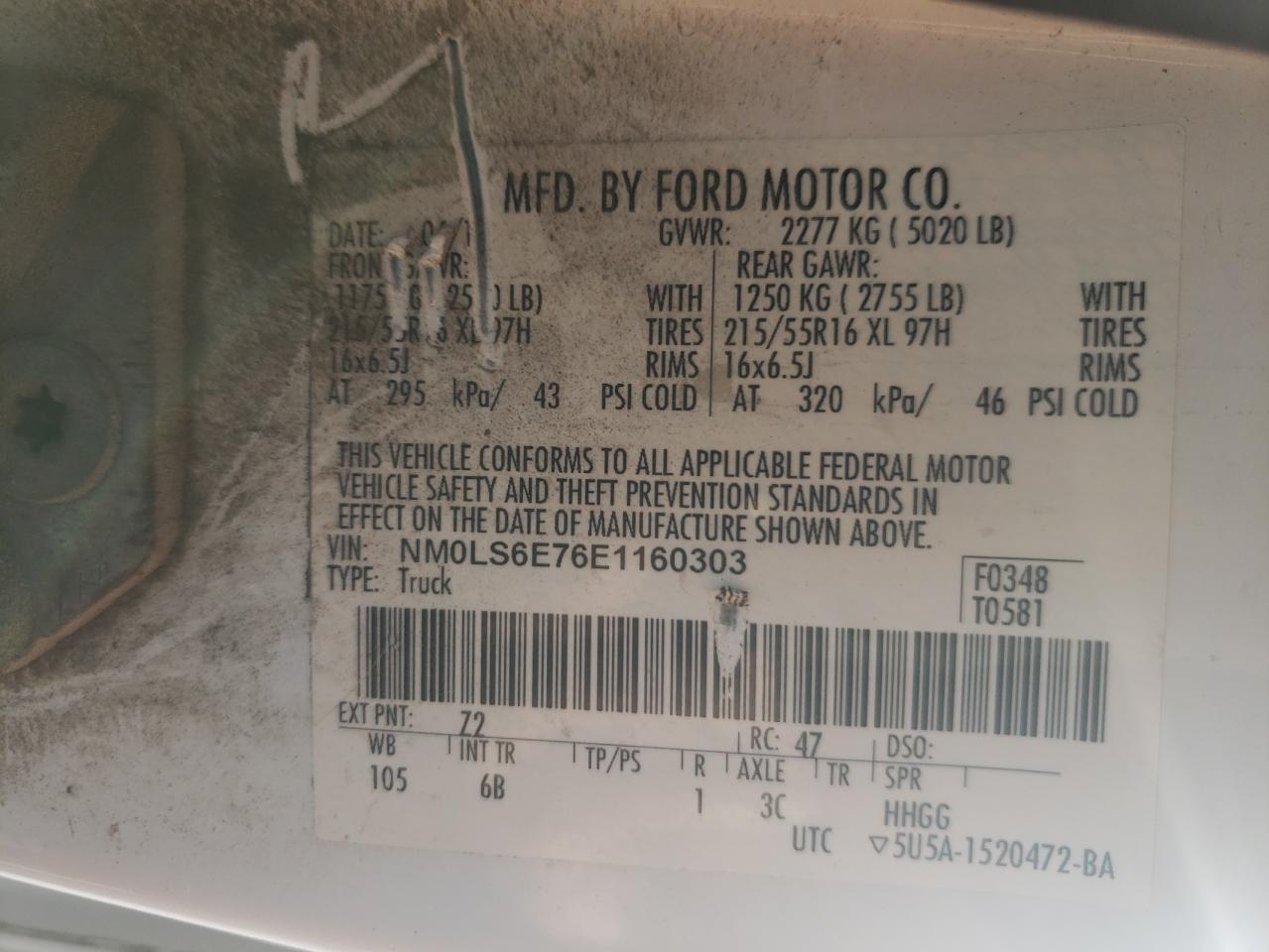 Photo 10 from auction – 2014 FORD TRANSIT CO with VIN NM0LS6E76E1160303