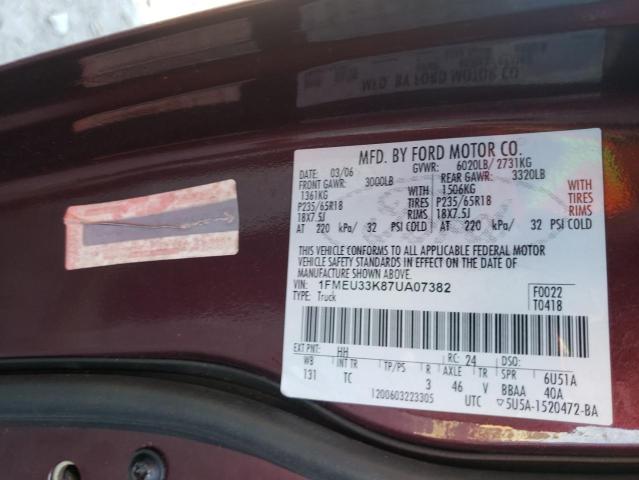 Photo 10 from auction – 2007 FORD EXPLORER S with VIN 1FMEU33K87UA07382