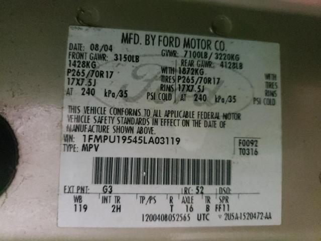 Photo 10 from auction – 2005 FORD EXPEDITION with VIN 1FMPU19545LA03119