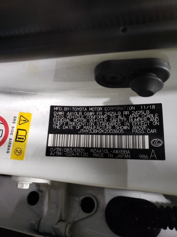 Photo 10 from auction – 2019 LEXUS UX 200 with VIN JTHY3JBH2K2003605