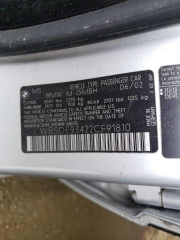 Photo 10 from auction – 2002 BMW M5 with VIN WBSDE93422CF91810