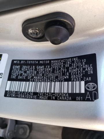 Photo 10 from auction – 2010 TOYOTA COROLLA BA with VIN 2T1BU4EE6AC345775