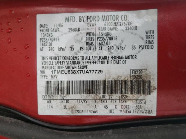 Photo 10 from auction – 2007 FORD EXPLORER X with VIN 1FMEU638X7UA77729