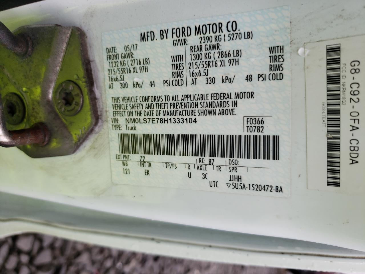 Photo 10 from auction – 2017 FORD TRANSIT CO with VIN NM0LS7E78H1333104