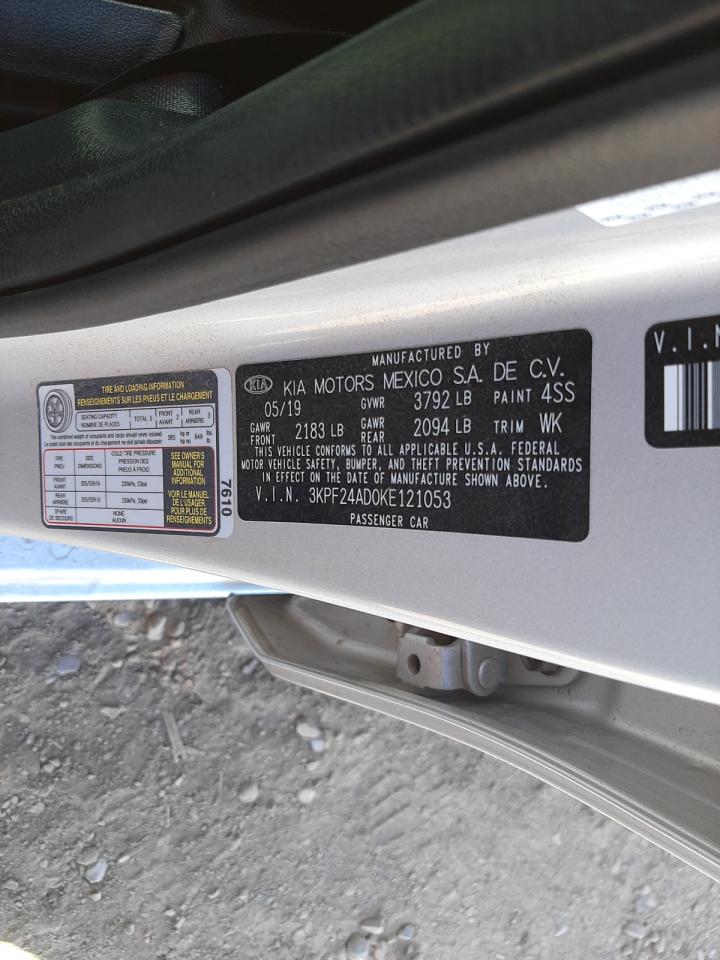 Photo 10 from auction – 2019 KIA FORTE FE with VIN 3KPF24AD0KE121053