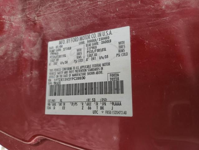 Photo 10 from auction – 2000 FORD RANGER SUP with VIN 1FTZR15V2YPC08830