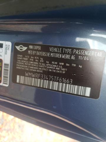 Photo 10 from auction – 2005 MINI COOPER with VIN WMWRF33475TF61663