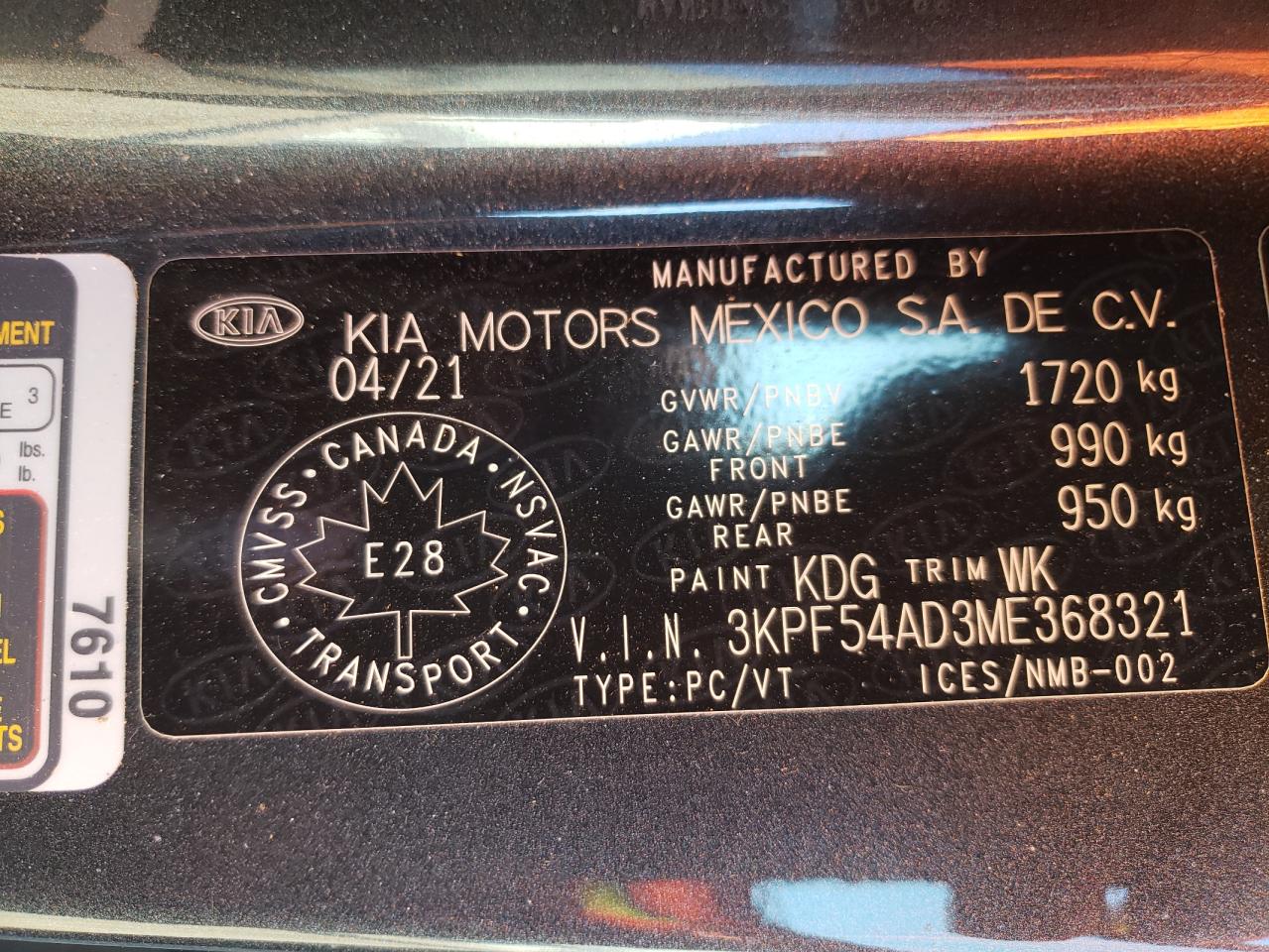 Photo 10 from auction – 2021 KIA FORTE EX with VIN 3KPF54AD3ME368321