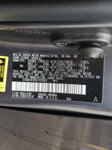 Photo 10 from auction – 2012 TOYOTA HIGHLANDER with VIN 5TDDK3EH3CS170592