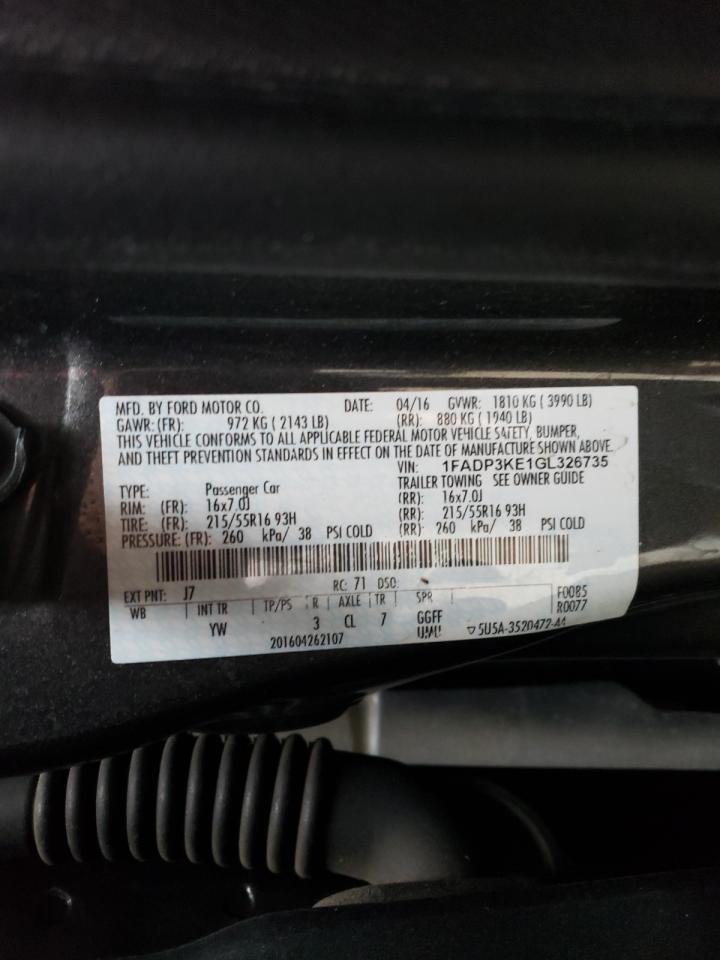 Photo 10 from auction – 2016 FORD FOCUS SE with VIN 1FADP3KE1GL326735