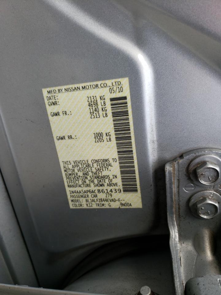 Photo 10 from auction – 2010 NISSAN MAXIMA S with VIN 1N4AA5AP6AC861439