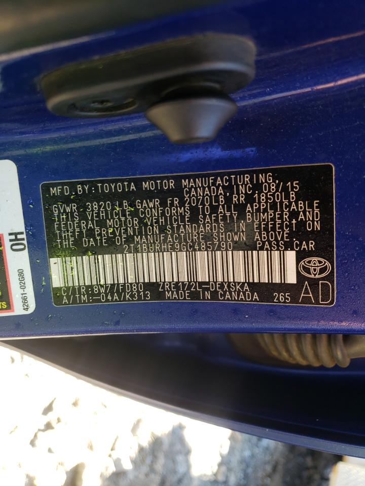 Photo 10 from auction – 2016 TOYOTA COROLLA L with VIN 2T1BURHE9GC485790