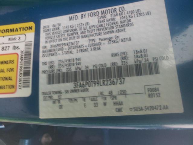 Photo 10 from auction – 2020 FORD FUSION SE with VIN 3FA6P0T99LR236737