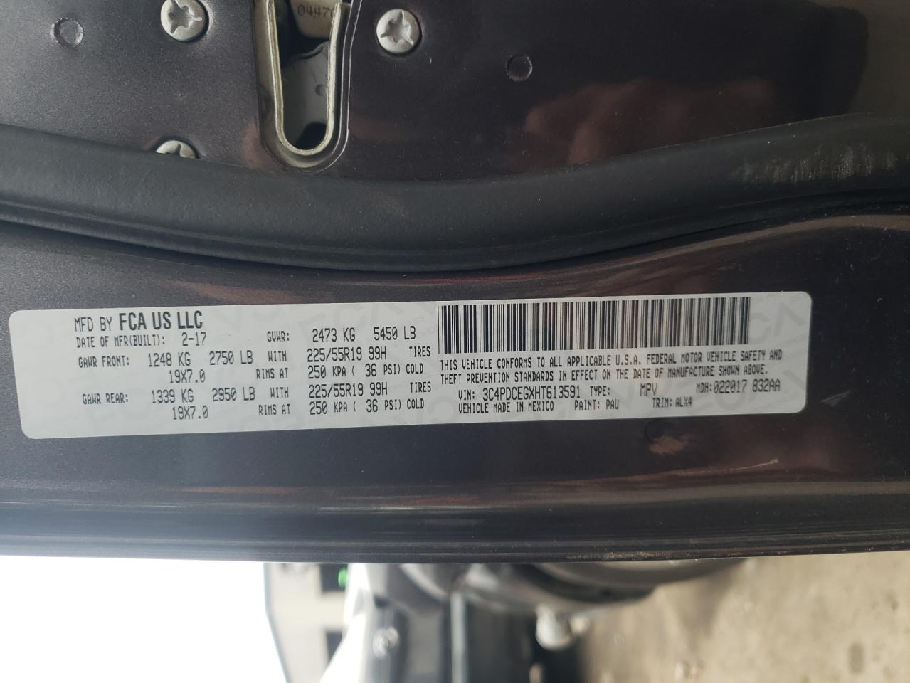 Photo 10 from auction – 2017 DODGE JOURNEY GT with VIN 3C4PDCEGXHT613591