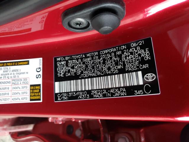 Photo 10 from auction – 2022 TOYOTA COROLLA LE with VIN JTDEPMAE9NJ194726
