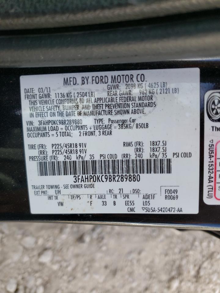 Photo 10 from auction – 2011 FORD FUSION SPO with VIN 3FAHP0KC9BR289880