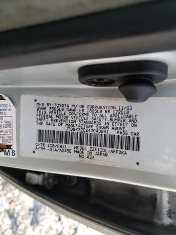 Photo 10 from auction – 2004 TOYOTA COROLLA CE with VIN JTDBR32E242043841