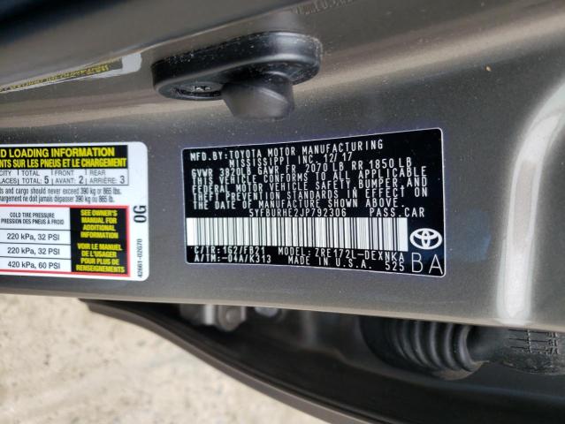 Photo 10 from auction – 2018 TOYOTA COROLLA L with VIN 5YFBURHE2JP792306
