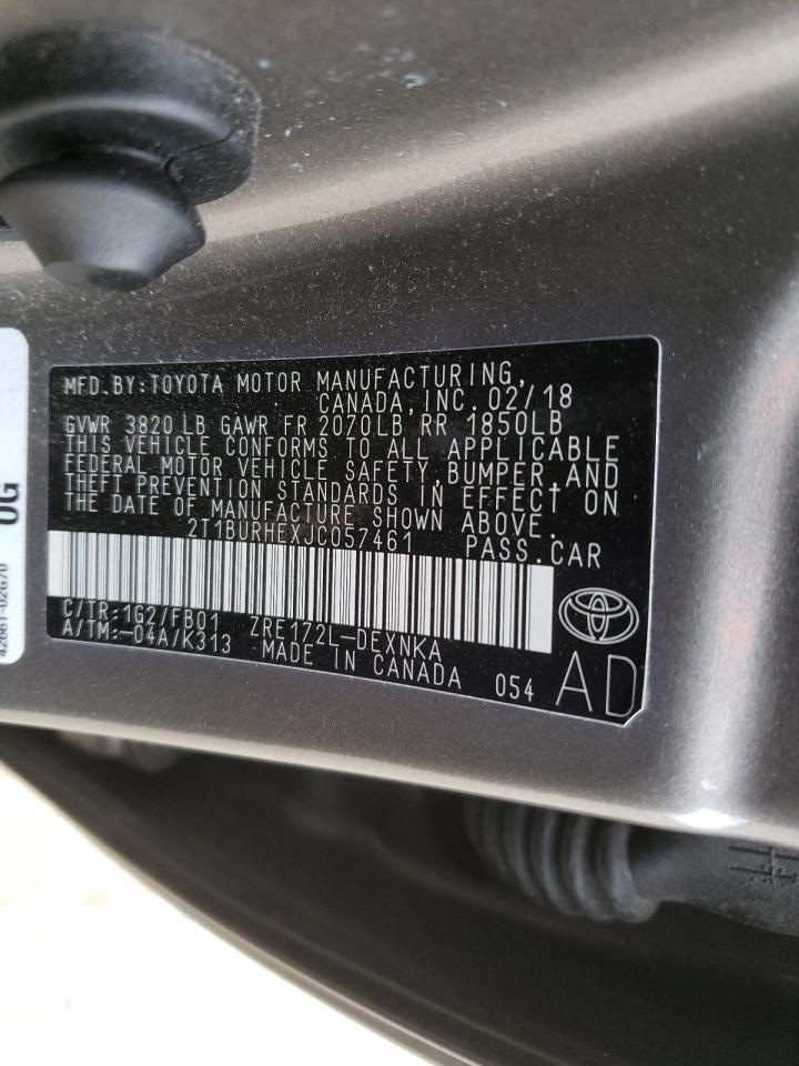 Photo 10 from auction – 2018 TOYOTA COROLLA L with VIN 2T1BURHEXJC057461
