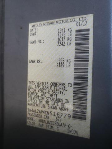 Photo 10 from auction – 2012 NISSAN ALTIMA BAS with VIN 1N4AL2AP4CN516779