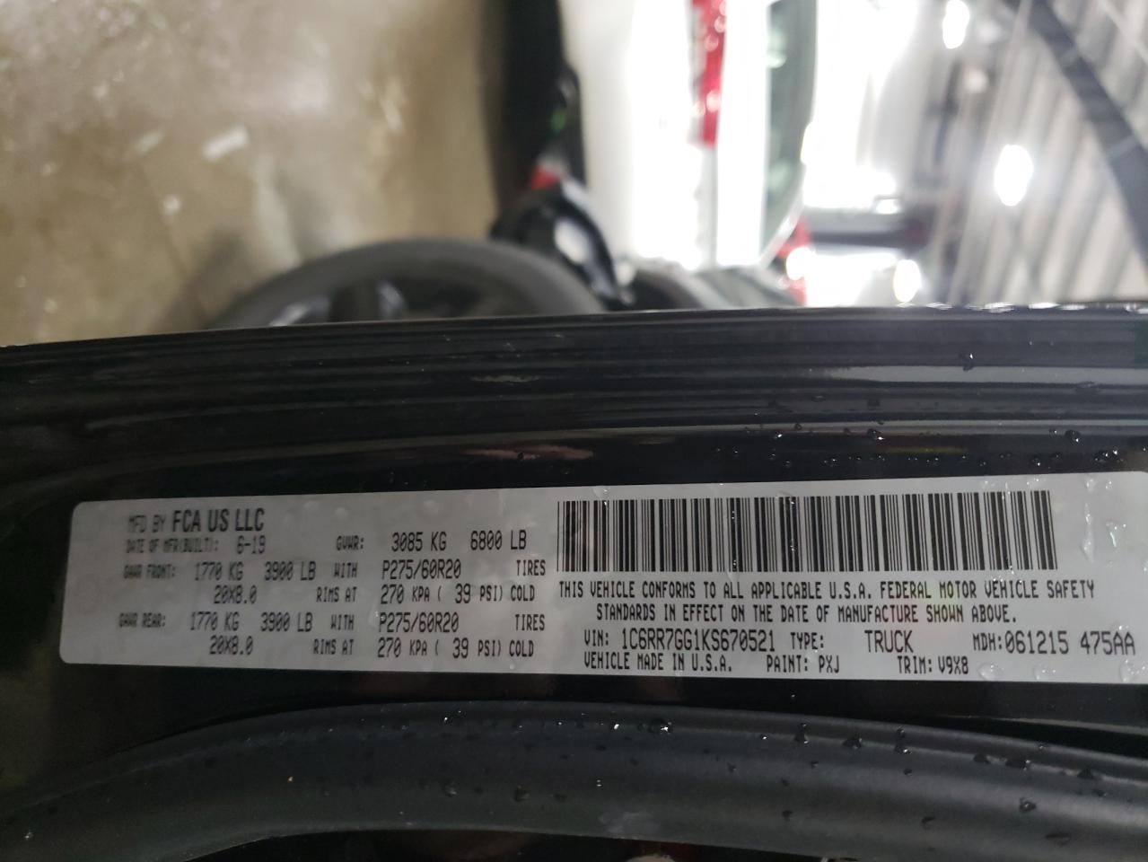 Photo 10 from auction – 2019 RAM 1500 CLASS with VIN 1C6RR7GG1KS670521