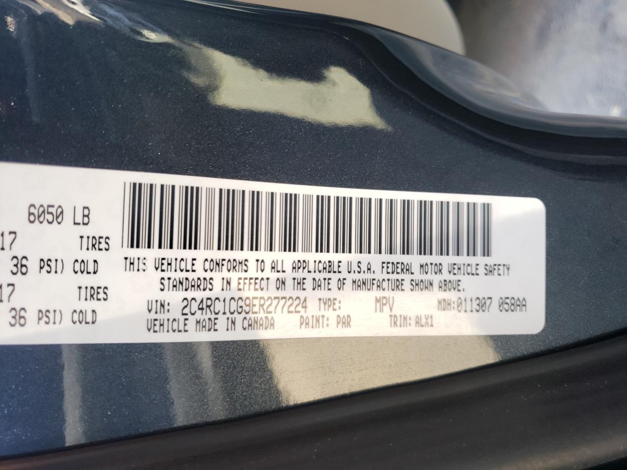 Photo 10 from auction – 2014 CHRYSLER TOWN & COU with VIN 2C4RC1CG9ER277224