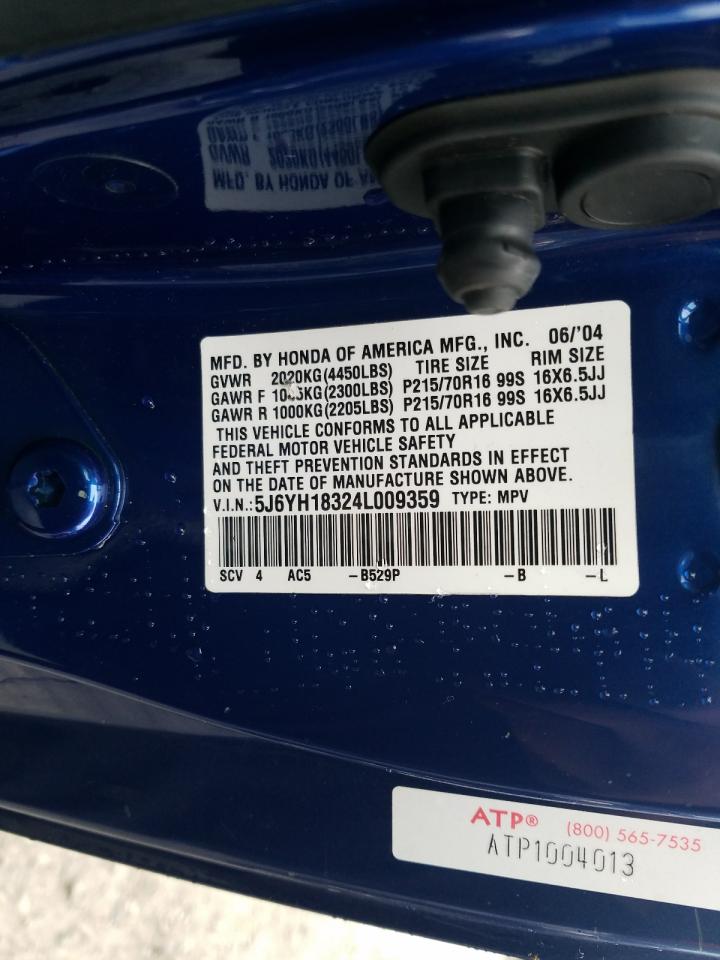 Photo 10 from auction – 2004 HONDA ELEMENT LX with VIN 5J6YH18324L009359