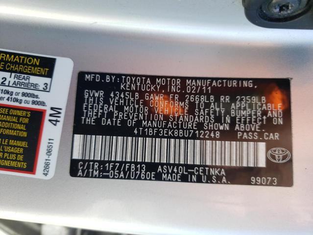 Photo 10 from auction – 2011 TOYOTA CAMRY BASE with VIN 4T1BF3EK8BU712248