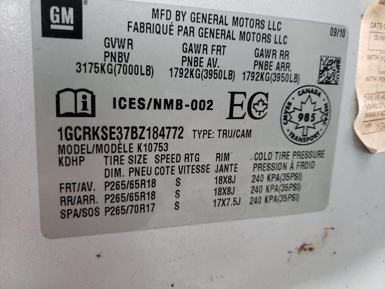 Photo 10 from auction – 2011 CHEVROLET SILVERADO with VIN 1GCRKSE37BZ184772